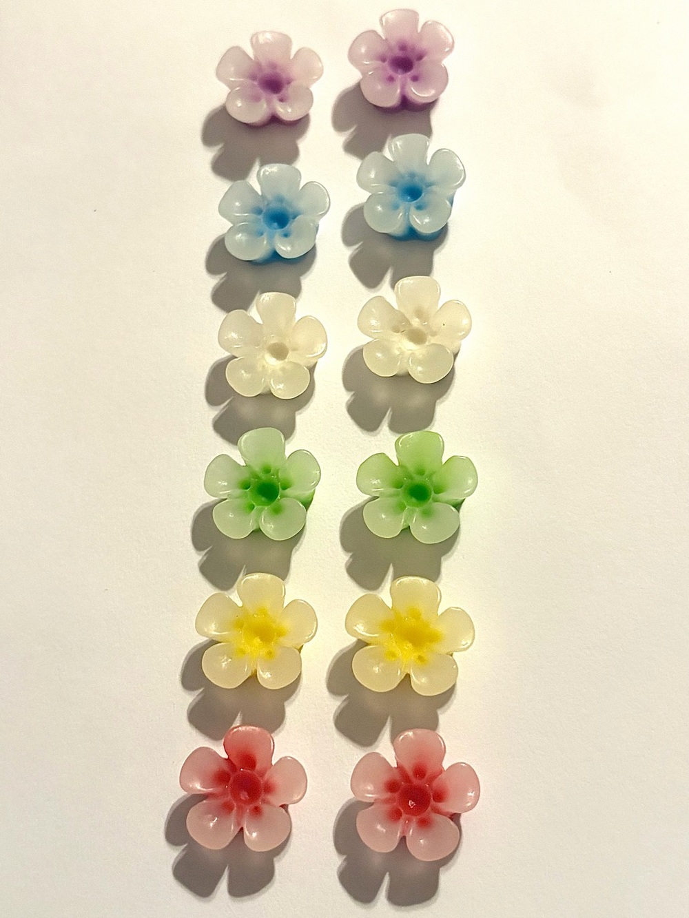 Multicolored Flower Stud Earrings Set